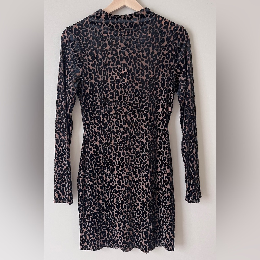 NWT Naked Wardrobe Brown & Black Leopard Velvet Dress